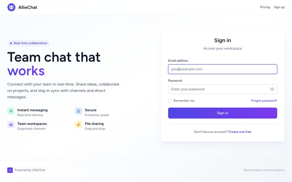 AllieChat — live product site built by Kalre