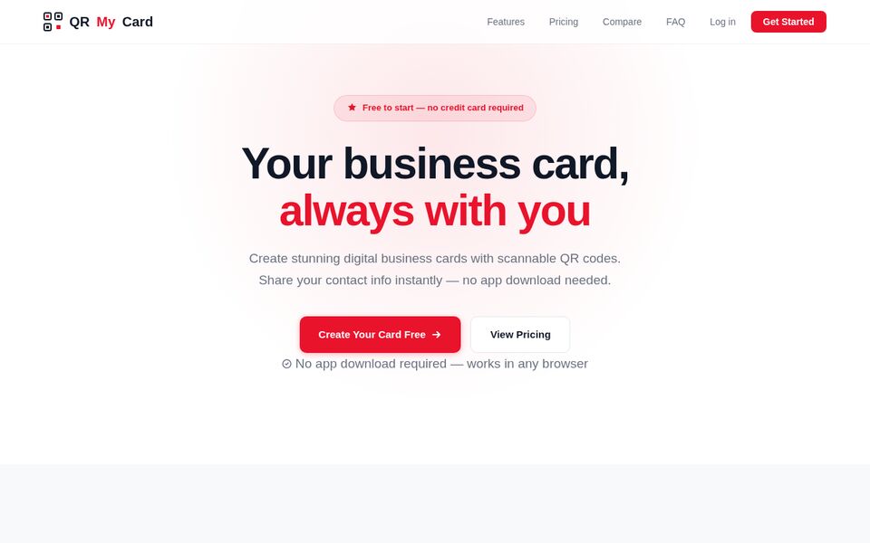 QRMyCard — live product site built by Kalre